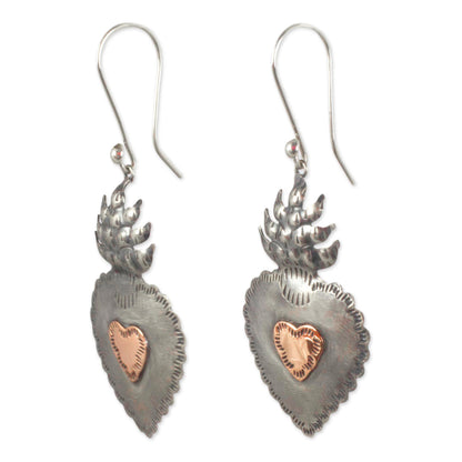 My Sweet Hearts Sterling Silver Artisan Crafted Earrings with Copper Hearts