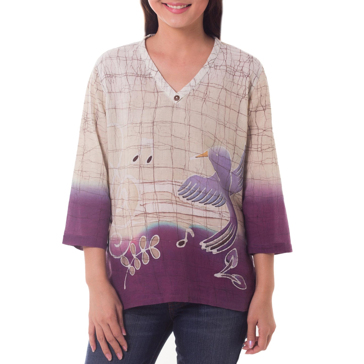 Purple Songbird Batik Tunic