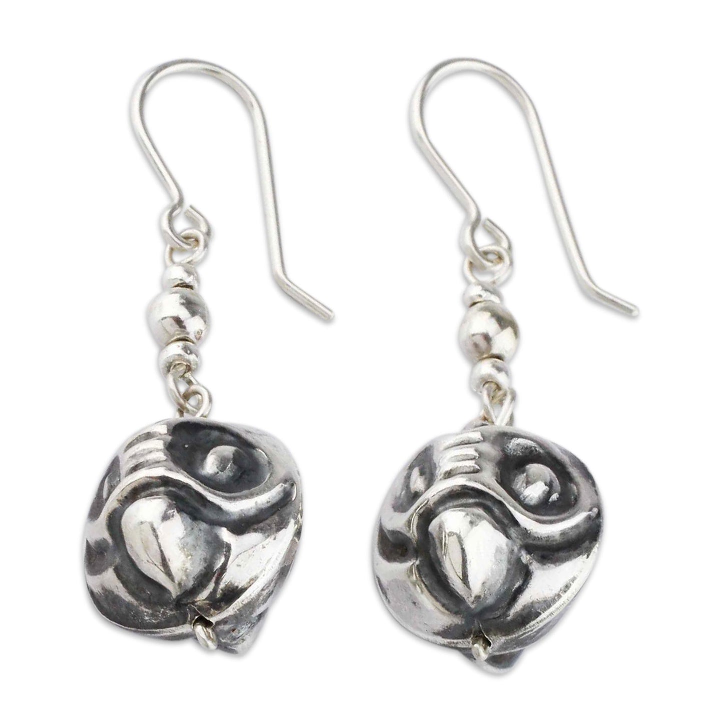 Andean Owl Twin Owl Earrings in Sterling Silver from Peru Jewelry