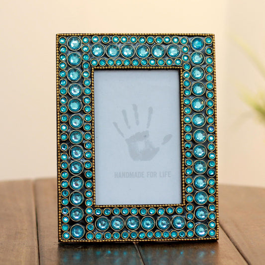 Aqua Glitz Dazzling Aqua Photo Frame from India (4x6)