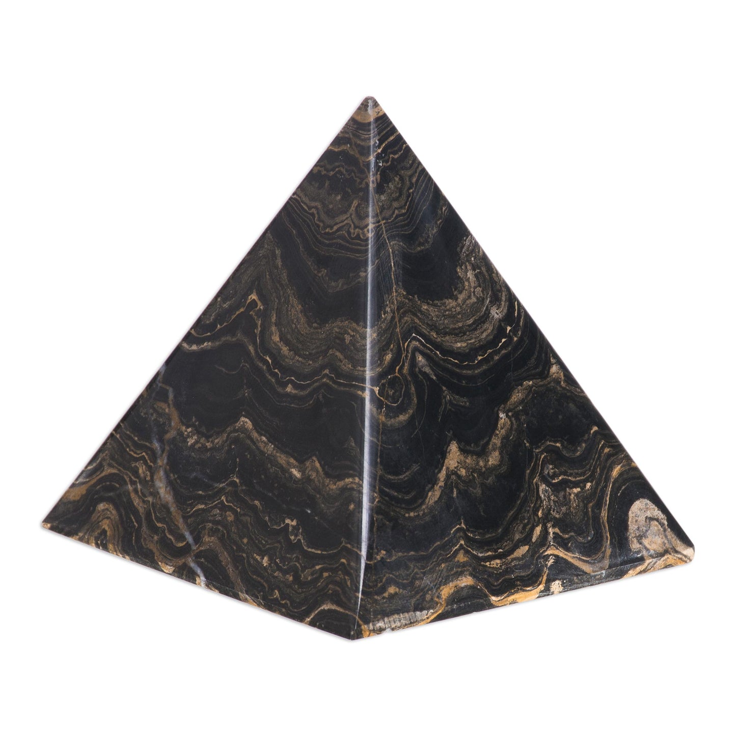 Life's Essence Natural Gemstone Pyramid Stromatolite Fossil Sculpture