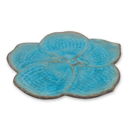 Turquoise Vanda Handmade Floral Celadon Ceramic Salad Plate
