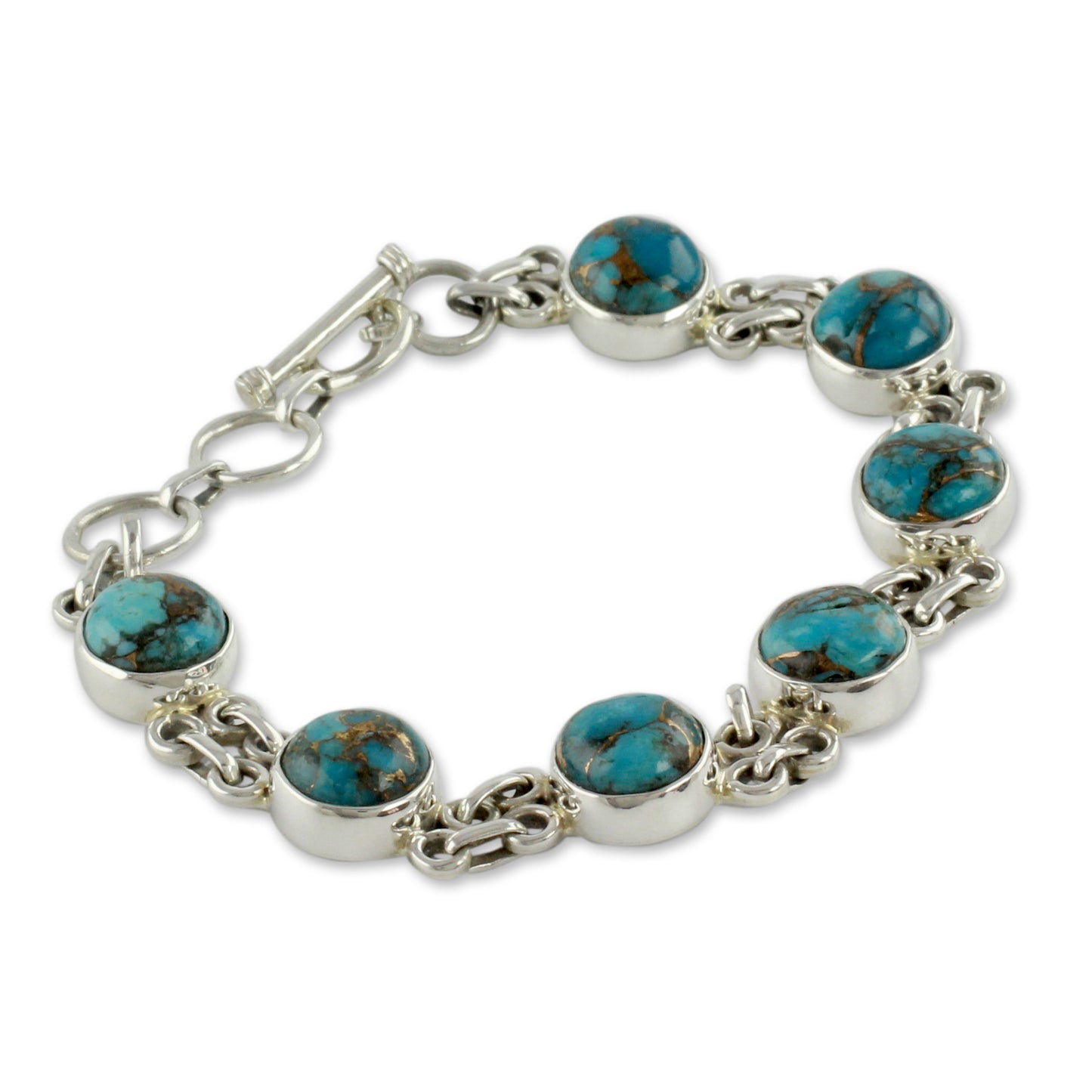 Sky Paths Silver and Comp Turquoise Bracelet from India Jewelry