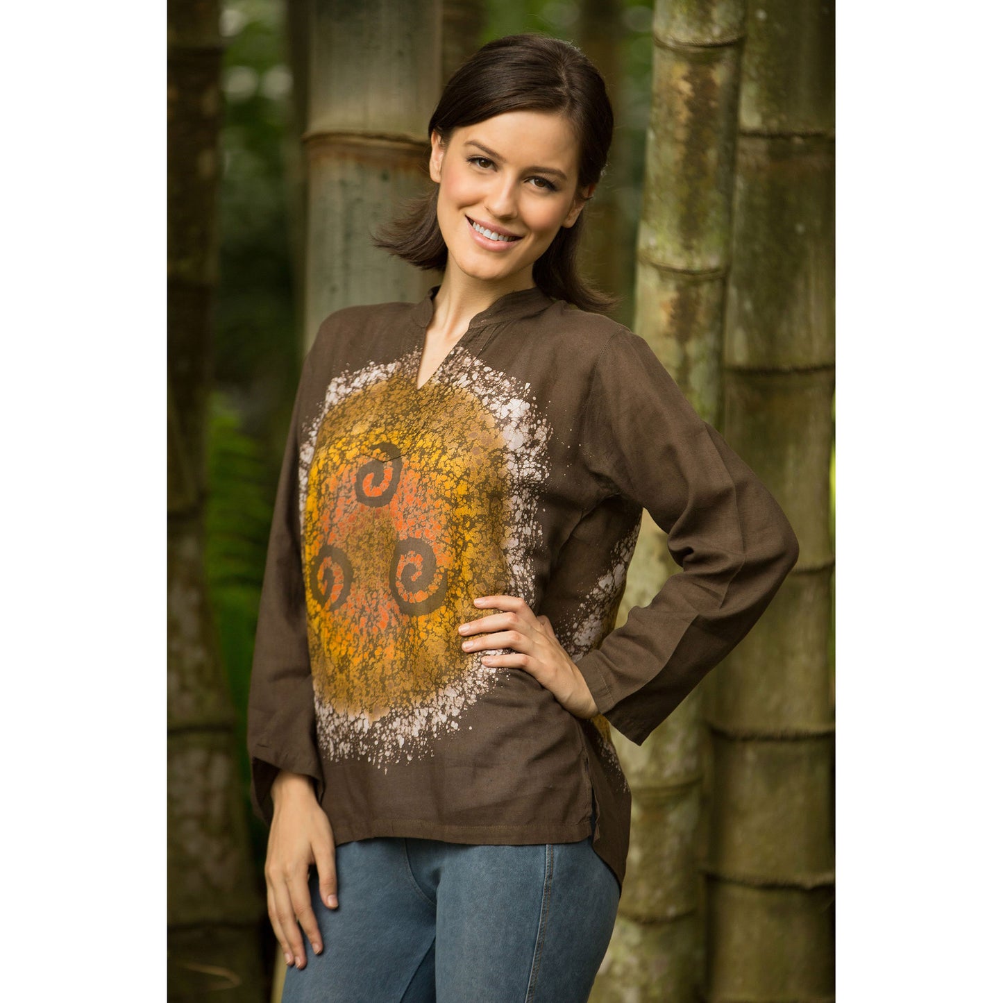 Thai Magic Brown Cotton Batik Tunic