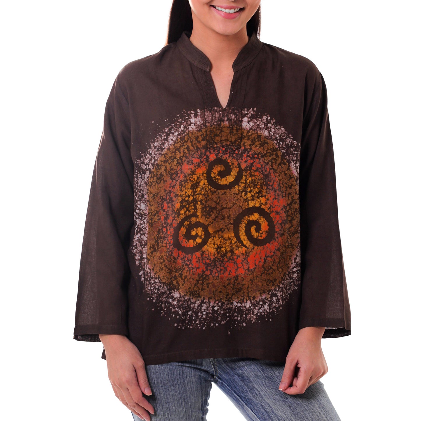 Thai Magic Brown Cotton Batik Tunic