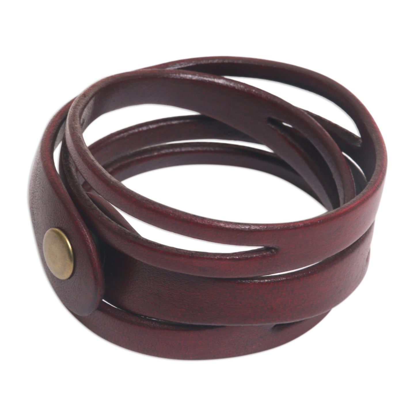 Crimson Whisper Artisan Crafted Red Leather Wrap Bracelet