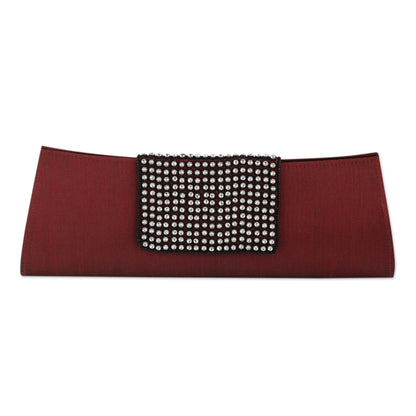 Ruby Allure Beaded Red Clutch Evening Bag