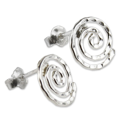 Andean Cosmos Sterling Button Earrings