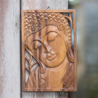 Young Buddha Buddha Portrait Balinese Relief Panel