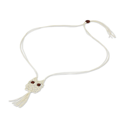 White Owl Handcrafted Thai Macrame Bird necklace