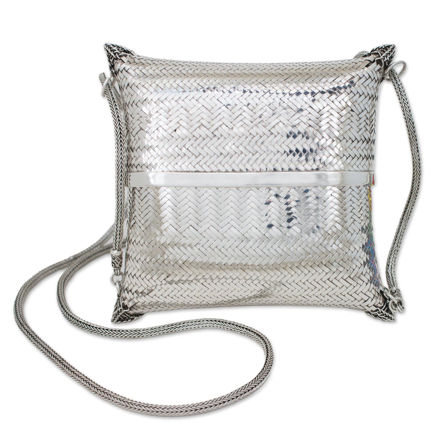 Thai Weavings Silver Plated Petite Woven Shoulder Bag