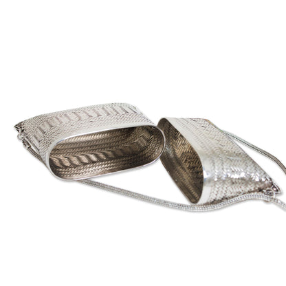 Thai Weavings Silver Plated Petite Woven Shoulder Bag