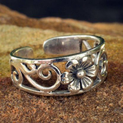 Blossoming Paths Sterling Silver Toe Ring