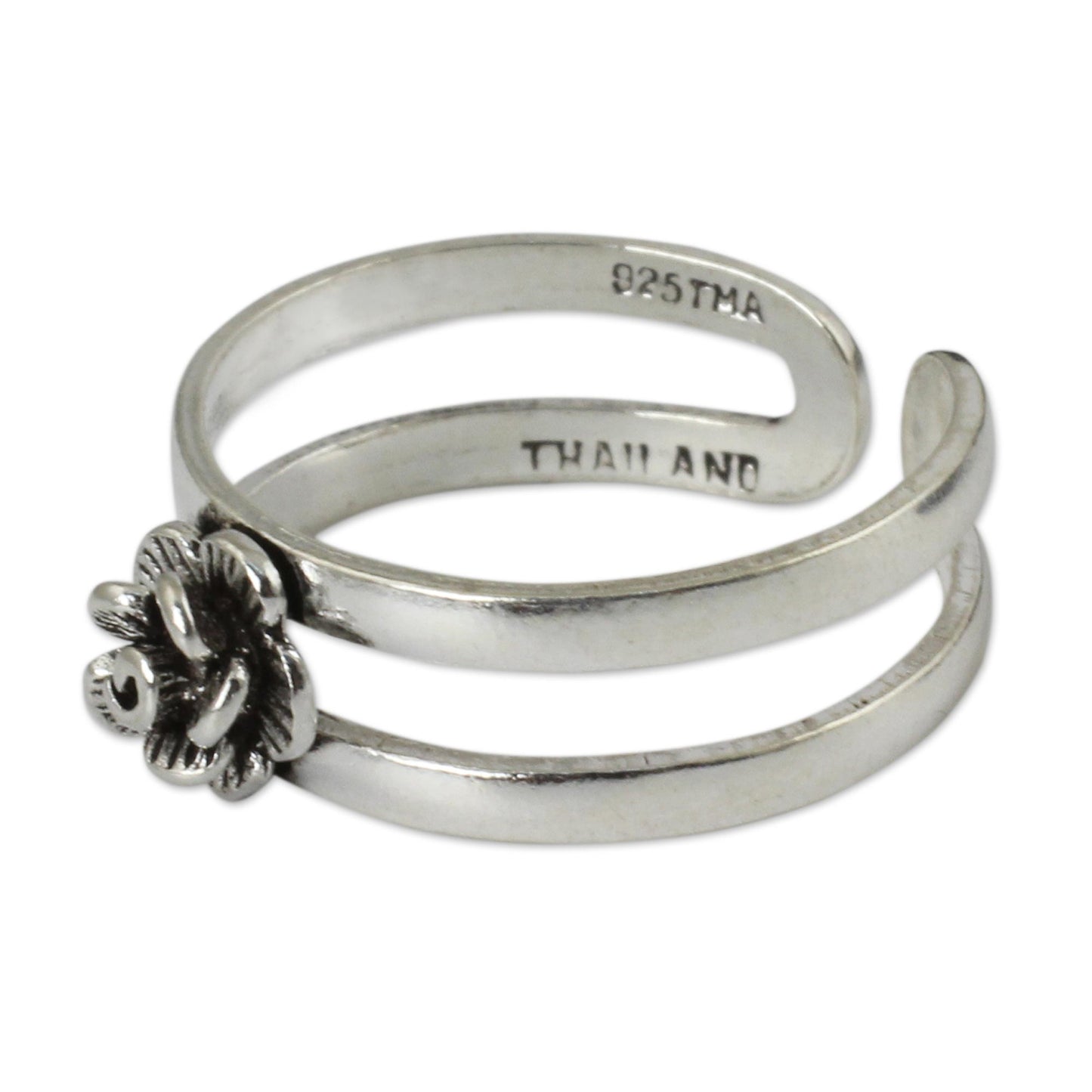 Romantic Rose Toe Ring in Sterling Silver Thai Artisan Jewelry