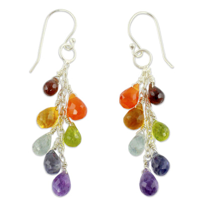 Vibrancy Multi-Gem Sterling Silver Earrings