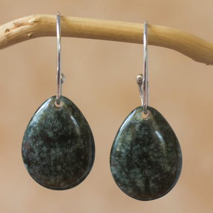 Maya Treasure Artisan Crafted Jade and Sterling Silver Earrings