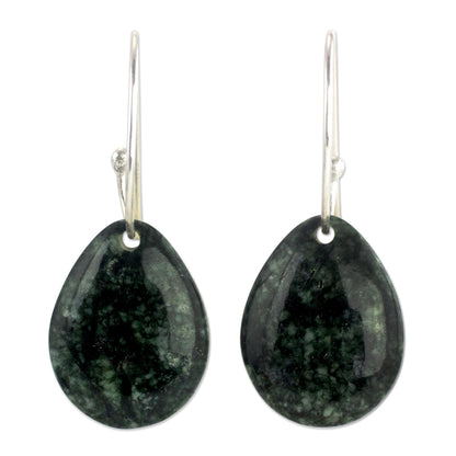 Maya Treasure Artisan Crafted Jade and Sterling Silver Earrings