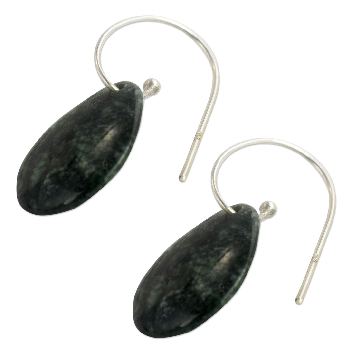 Maya Treasure Artisan Crafted Jade and Sterling Silver Earrings