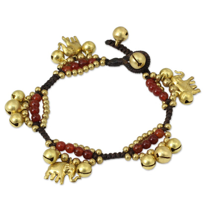 Fortune's Melody Carnelian Brass Beaded Bracelet