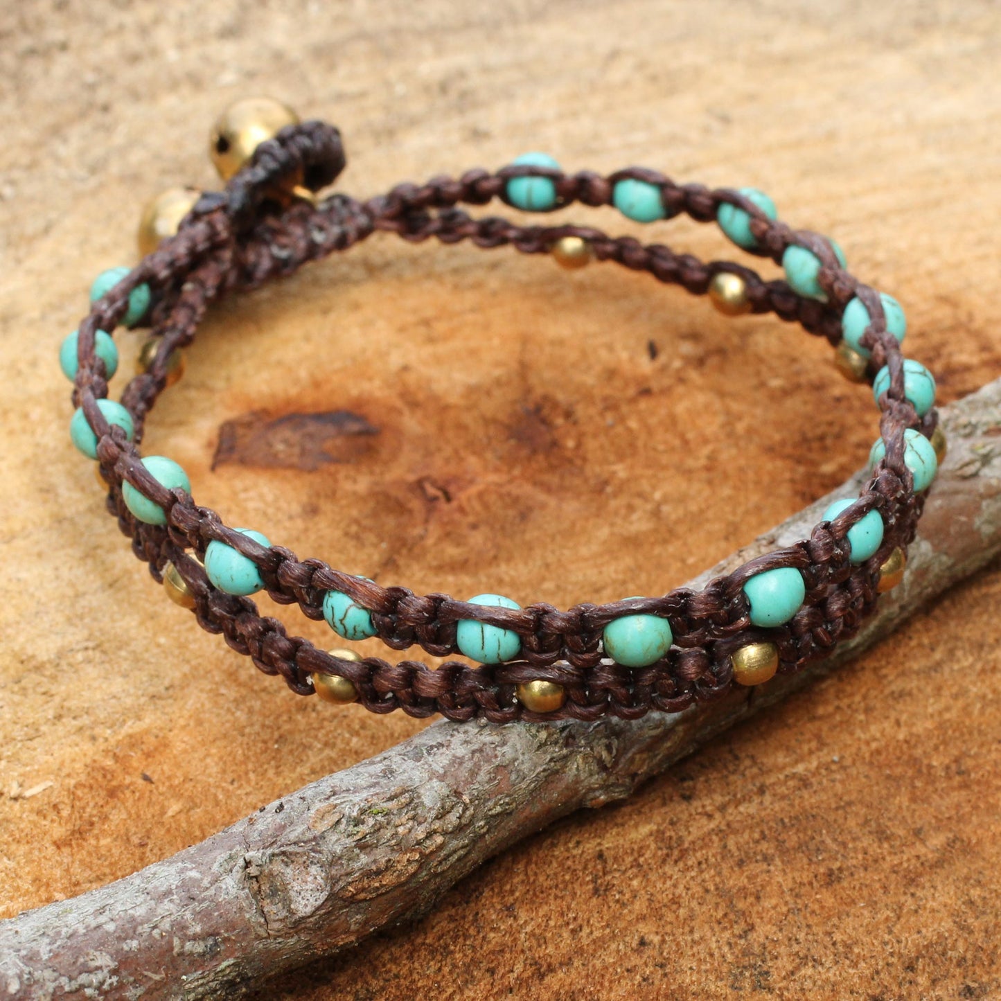 Aqua Boho Chic Brass Bracelet