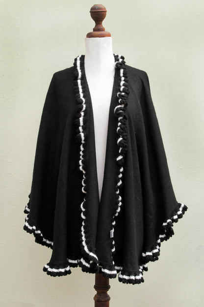 Andean Snow Princess in Black Alpaca Blend Cape