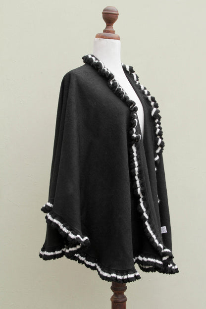 Andean Snow Princess in Black Alpaca Blend Cape