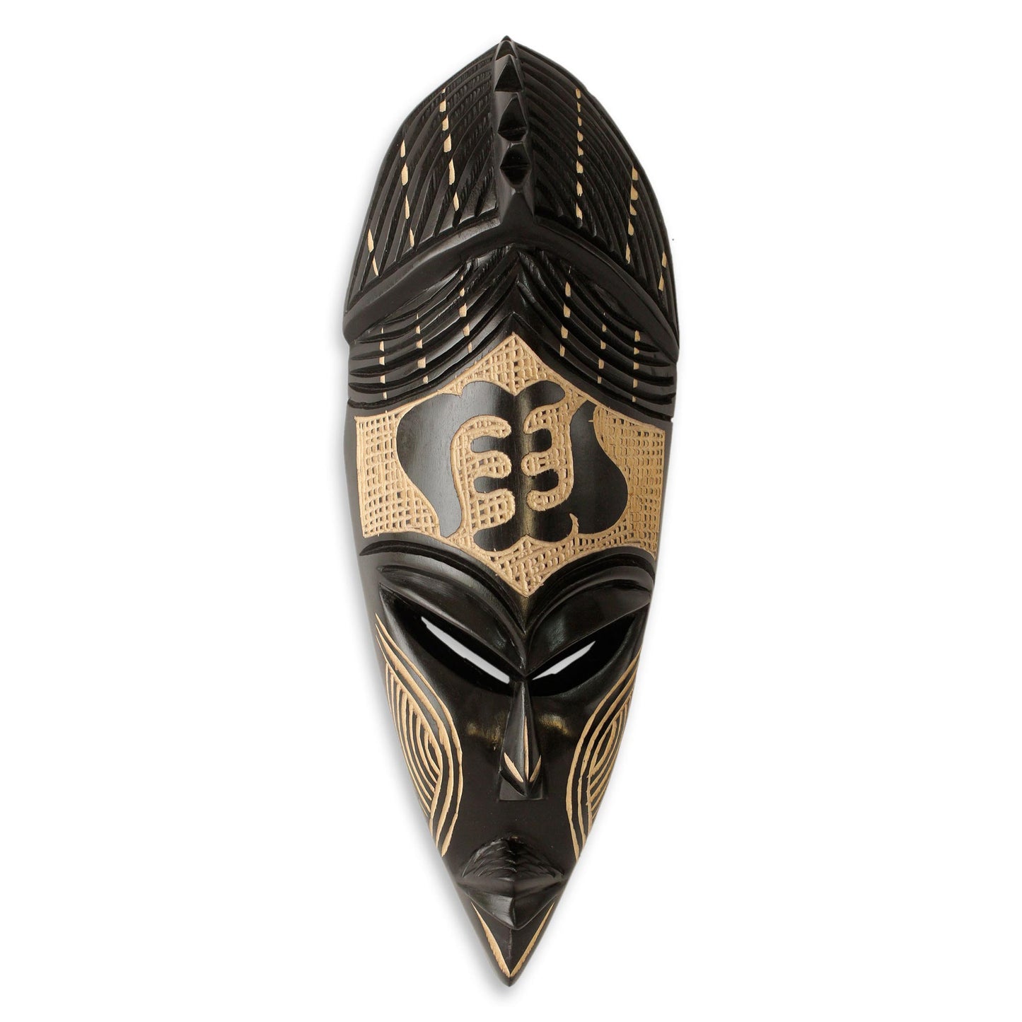 Gye Nyame II Hand Carved Wood Wall Mask