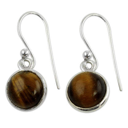 Lucky Hunch Tiger's Eye Silver Dangle Earrings