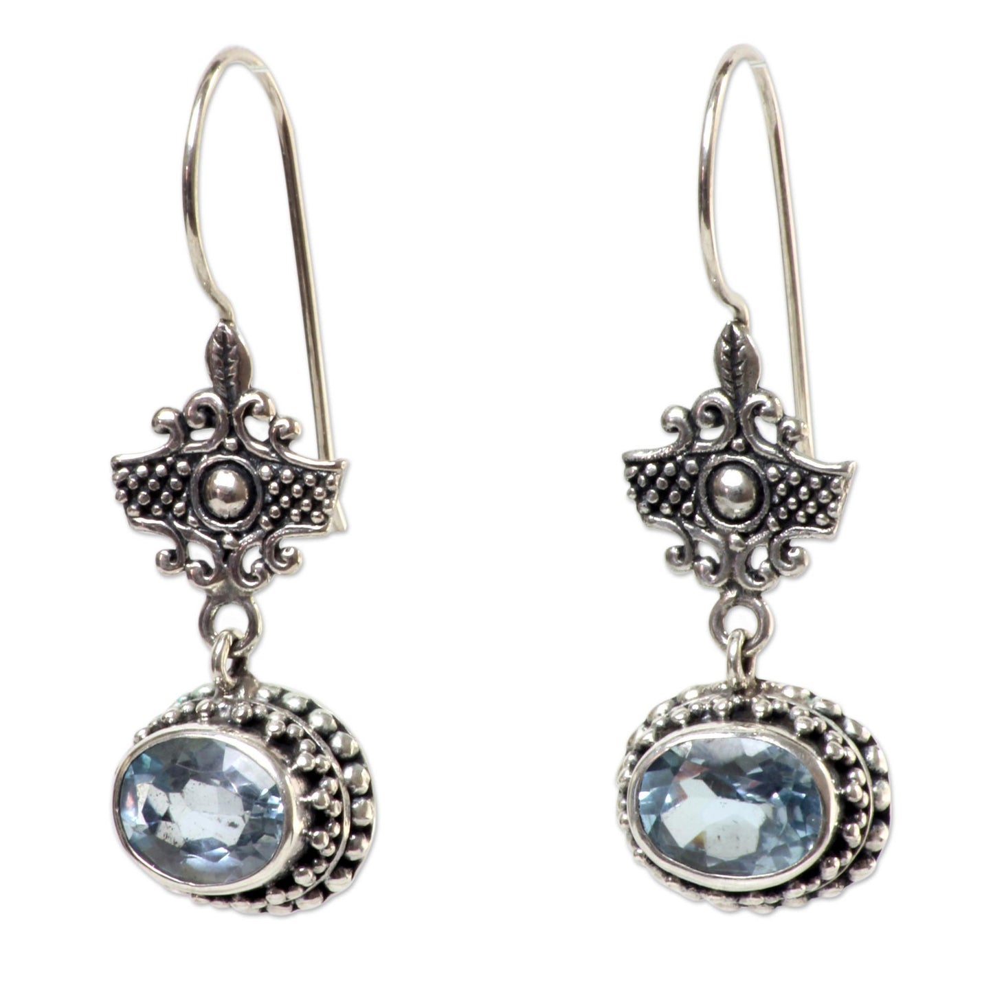 Serene Gaze Handcrafted Blue Topaz and Sterling Silver Earrings