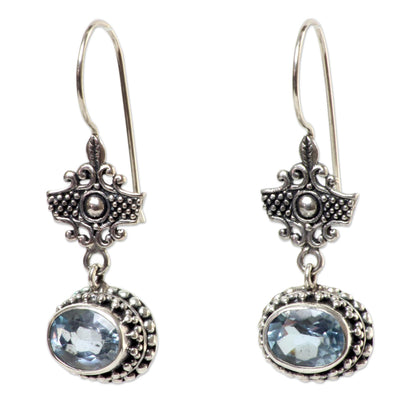 Serene Gaze Handcrafted Blue Topaz and Sterling Silver Earrings