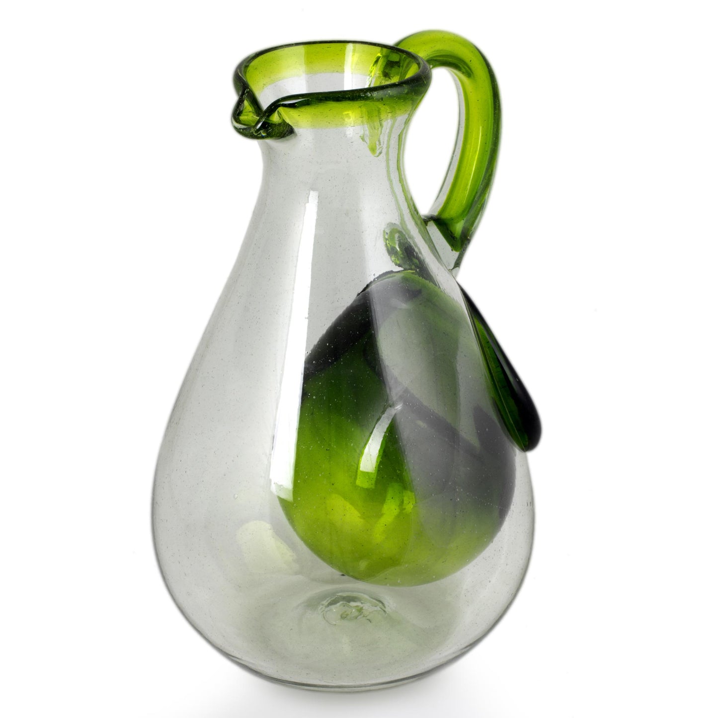 Fresh Lemon Hand Made Pitcher with Ice Chamber Blown Glass Art