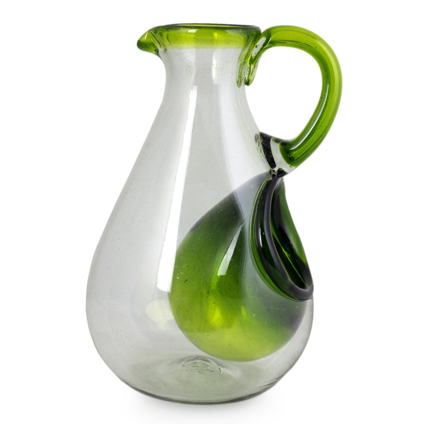 Fresh Lemon Hand Made Pitcher with Ice Chamber Blown Glass Art