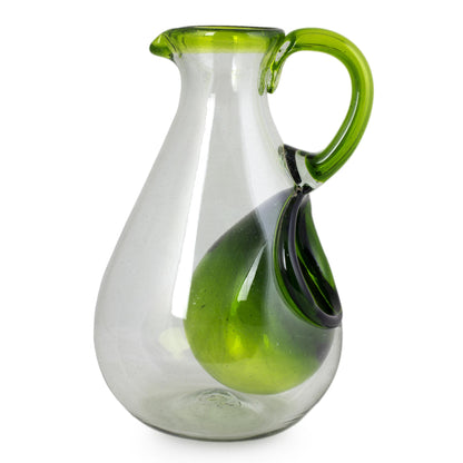 Fresh Lemon Hand Made Pitcher with Ice Chamber Blown Glass Art