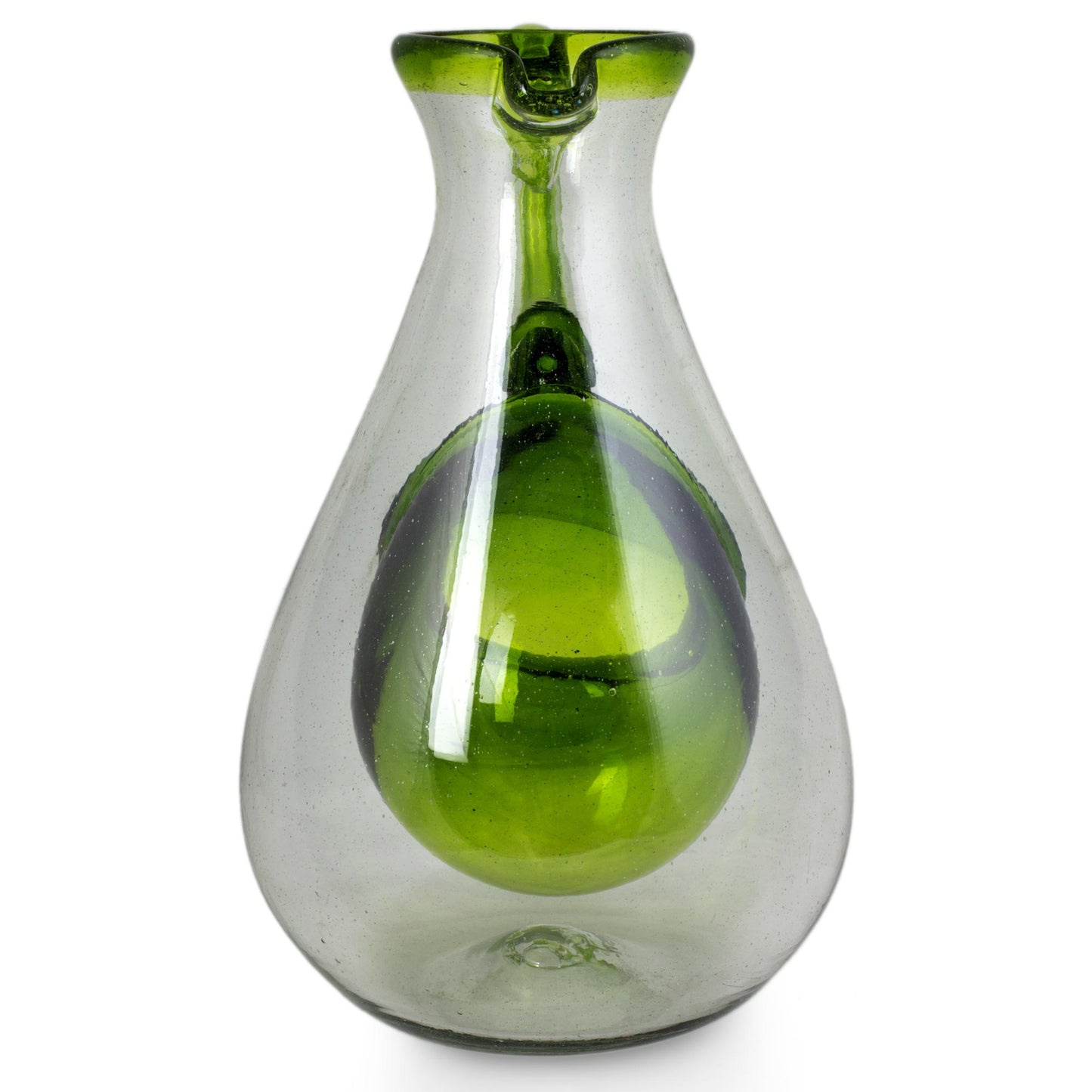 Fresh Lemon Hand Made Pitcher with Ice Chamber Blown Glass Art