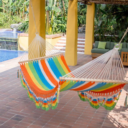 Tropical Colors Handmade Multicolor Cotton Hammock from Nicaragua (Single)