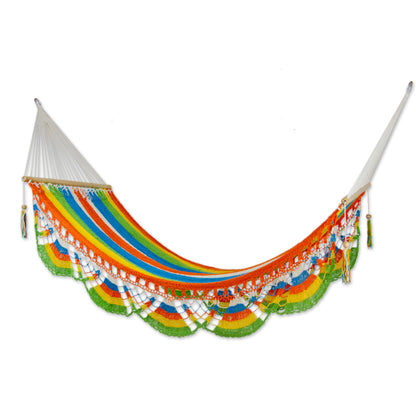 Tropical Colors Handmade Multicolor Cotton Hammock from Nicaragua (Single)