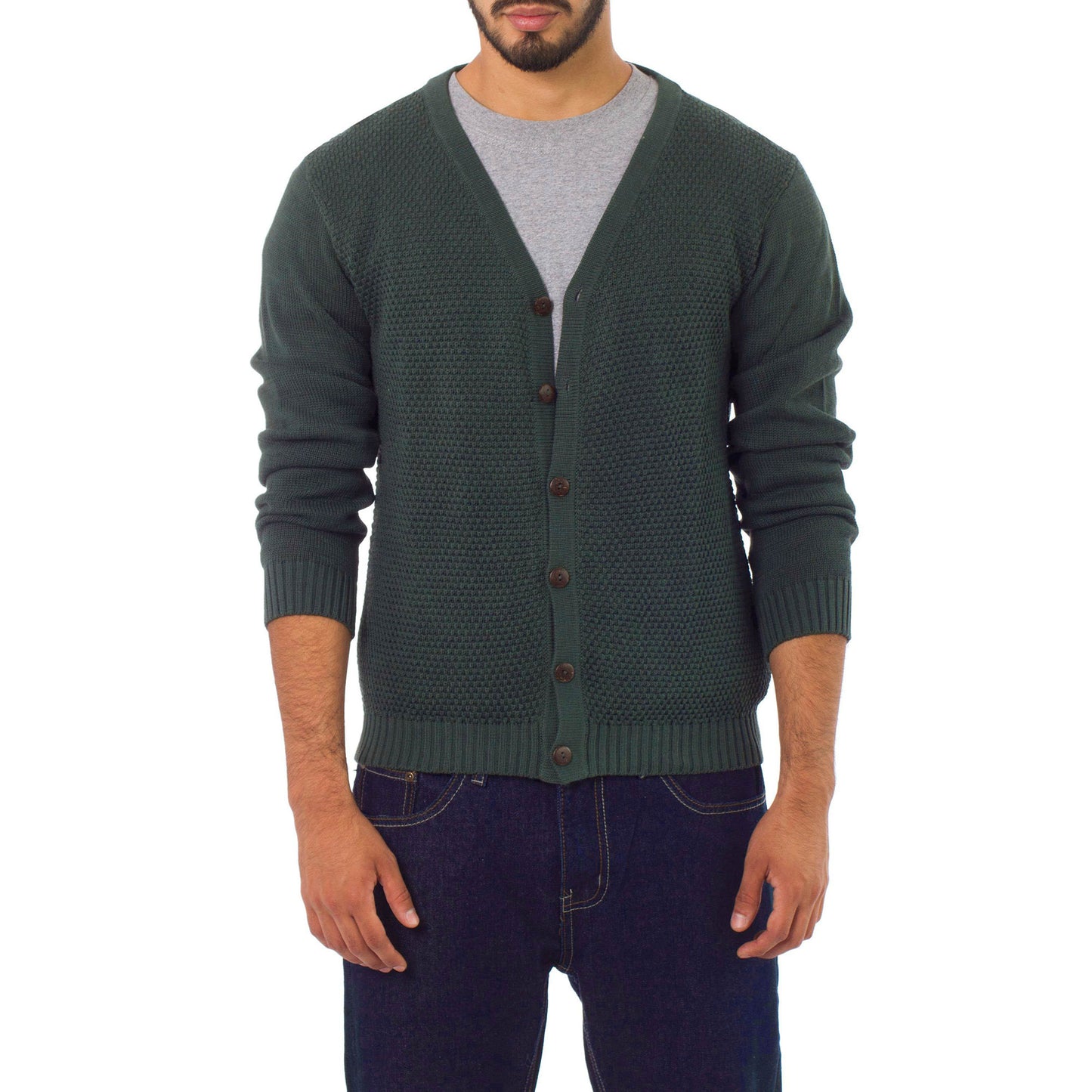 Forest Fern Men's Cotton Cardigan Sweater