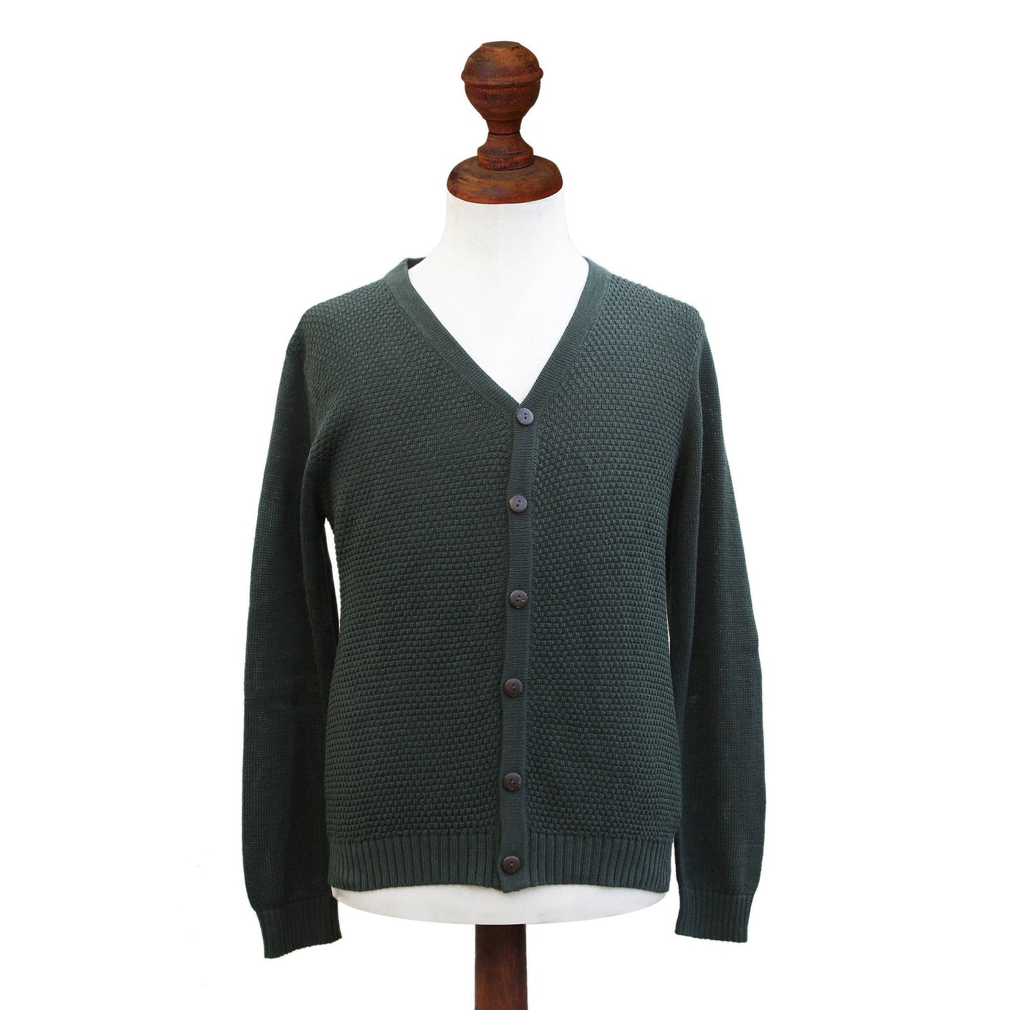 Forest Fern Men's Cotton Cardigan Sweater