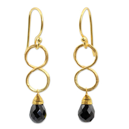 Infinity 24k Gold Plated Black Onyx Earrings