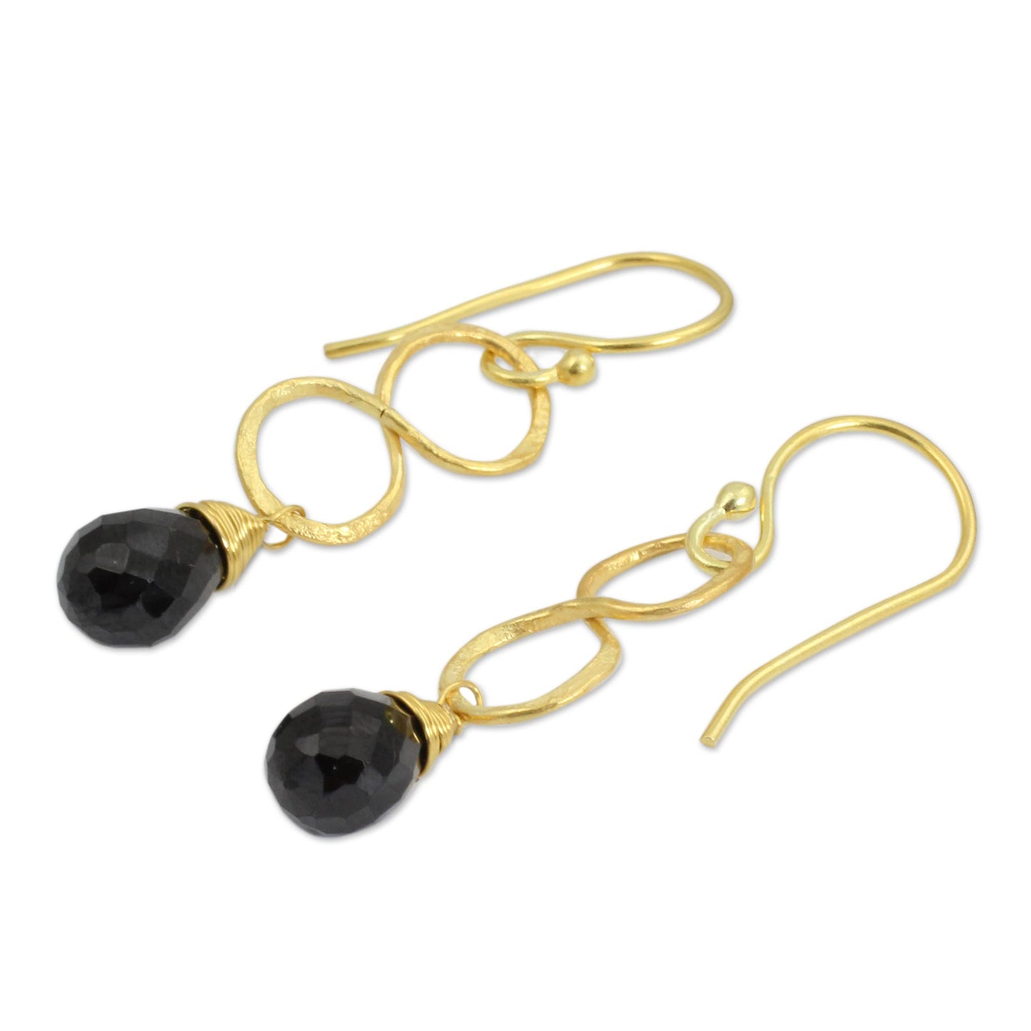 Infinity 24k Gold Plated Black Onyx Earrings