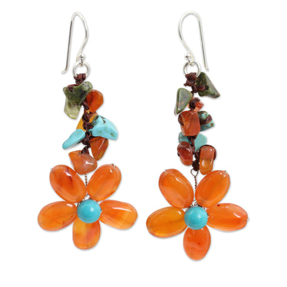 Sunny Blooms Carnelian & Silver Plated Earrings