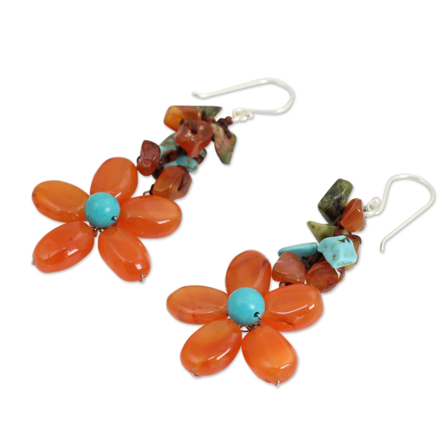 Sunny Blooms Carnelian & Silver Plated Earrings