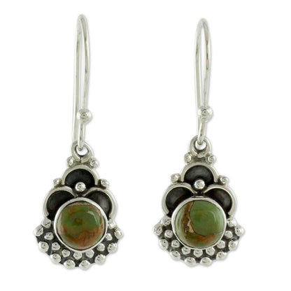 Green Rapture Sterling Silver Earrings Handcrafted with Green Turquoise