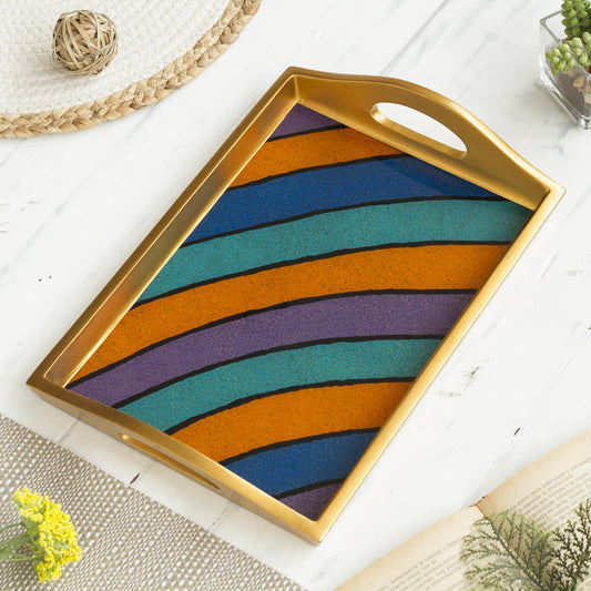Mineral Memoirs Painted Glass Handcrafted Multi-color Tray