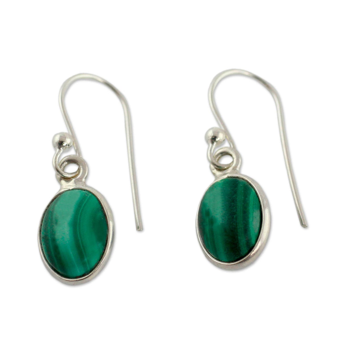 Verdant Paths Malachite Silver Dangle Earrings