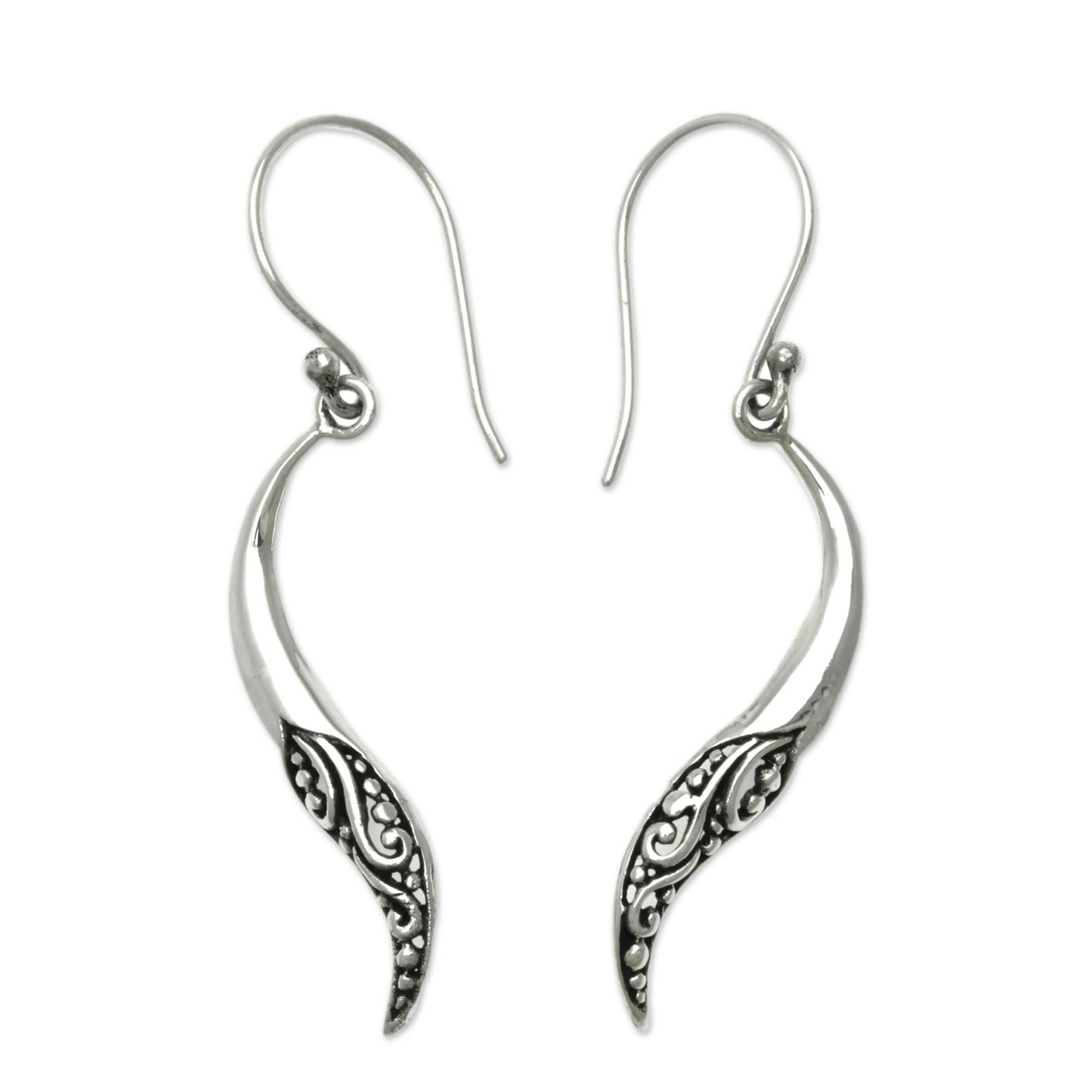 Balinese Chili Pepper Hand Made Sterling Silver Dangle Earrings