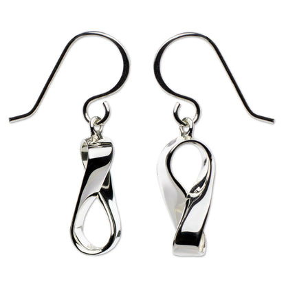 Modern Mobius Handmade Modern Taxco Silver Earrings