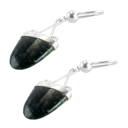 Power of Life Artisan Crafted Jade and Sterling Silver Earrings