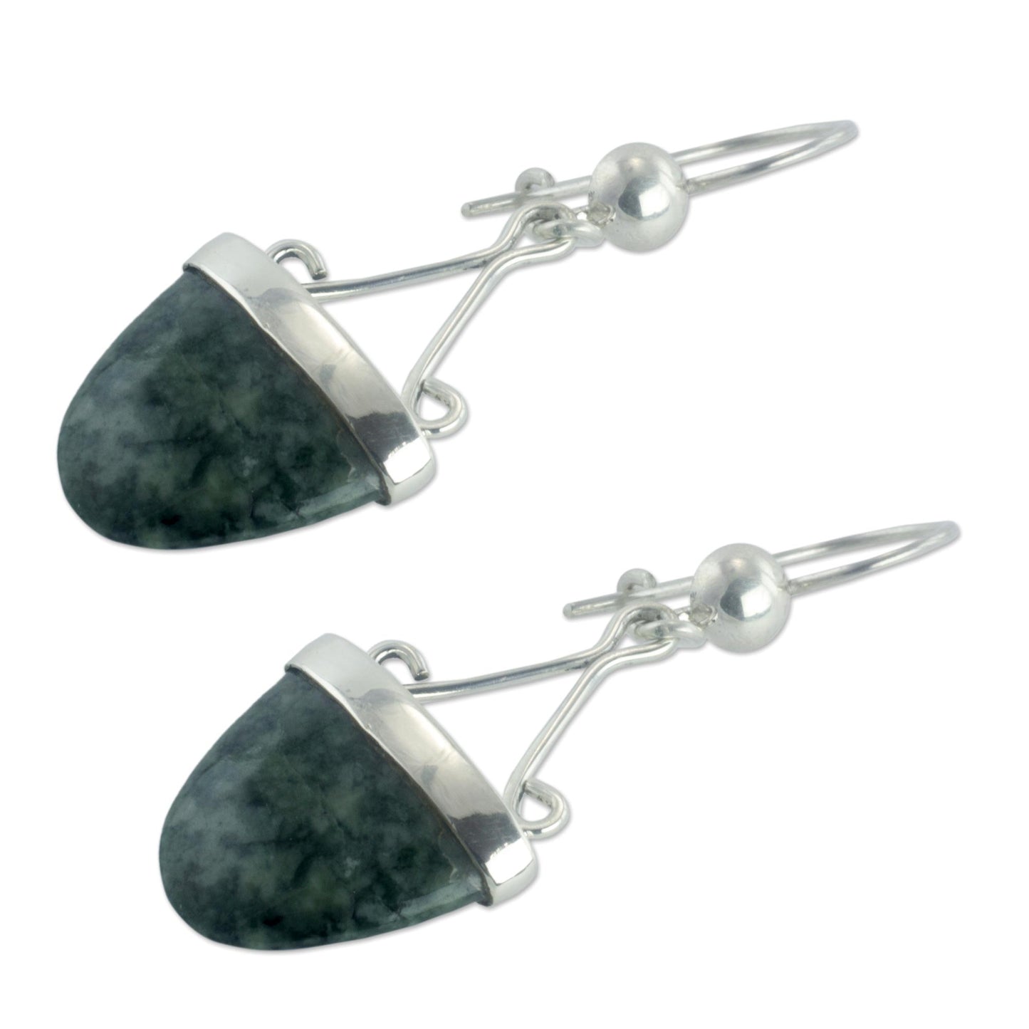 Power of Life Artisan Crafted Green Jade Sterling Silver Earrings