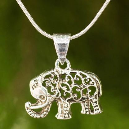 Sterling Silver Filigree Elephant Pendant Necklace